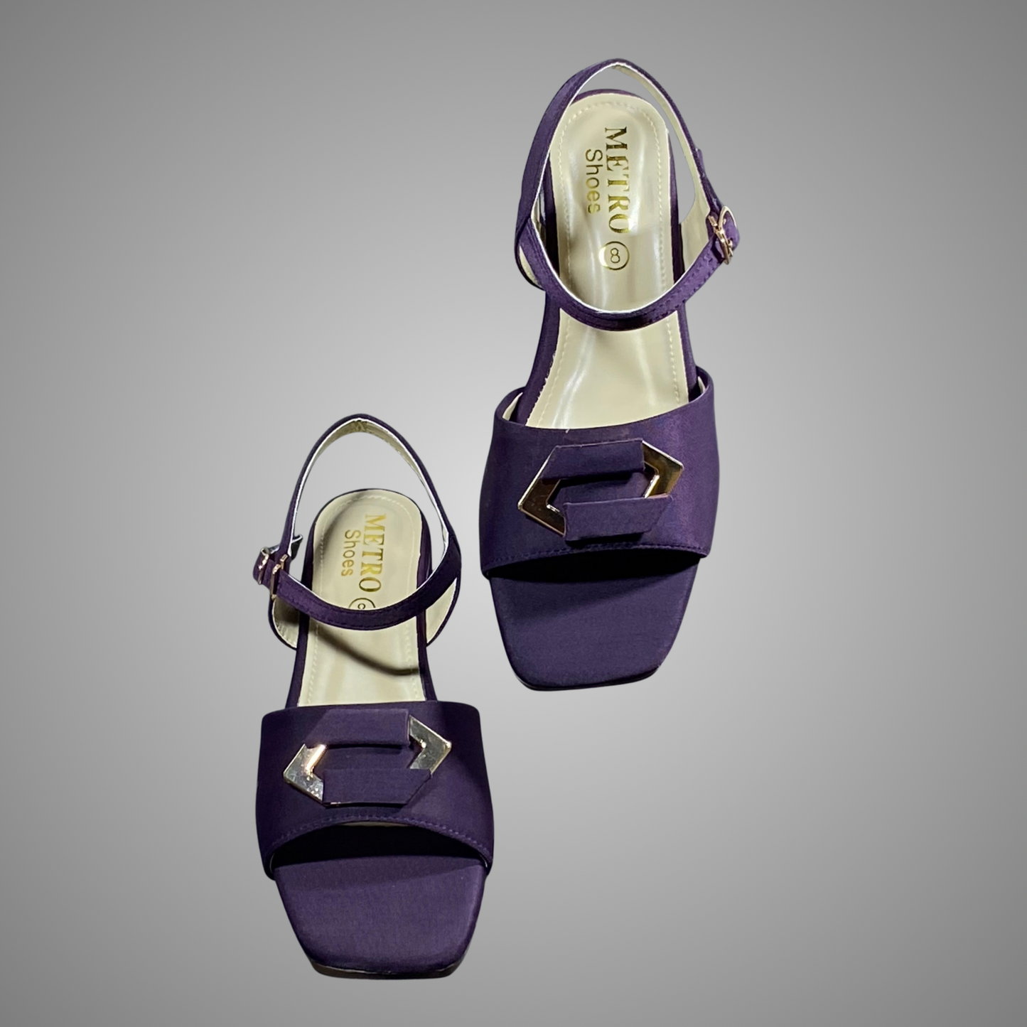 Block Heel Sandals with Buckle Strap