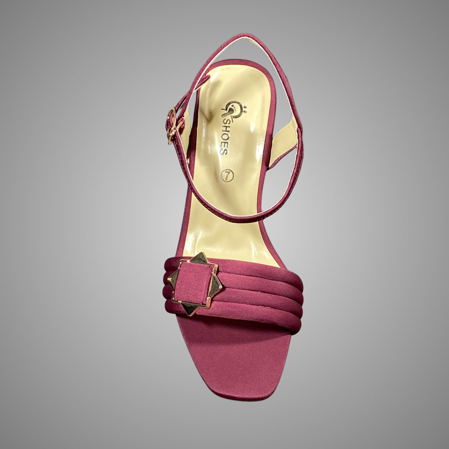 Block Heel Sandals with Buckle Strap