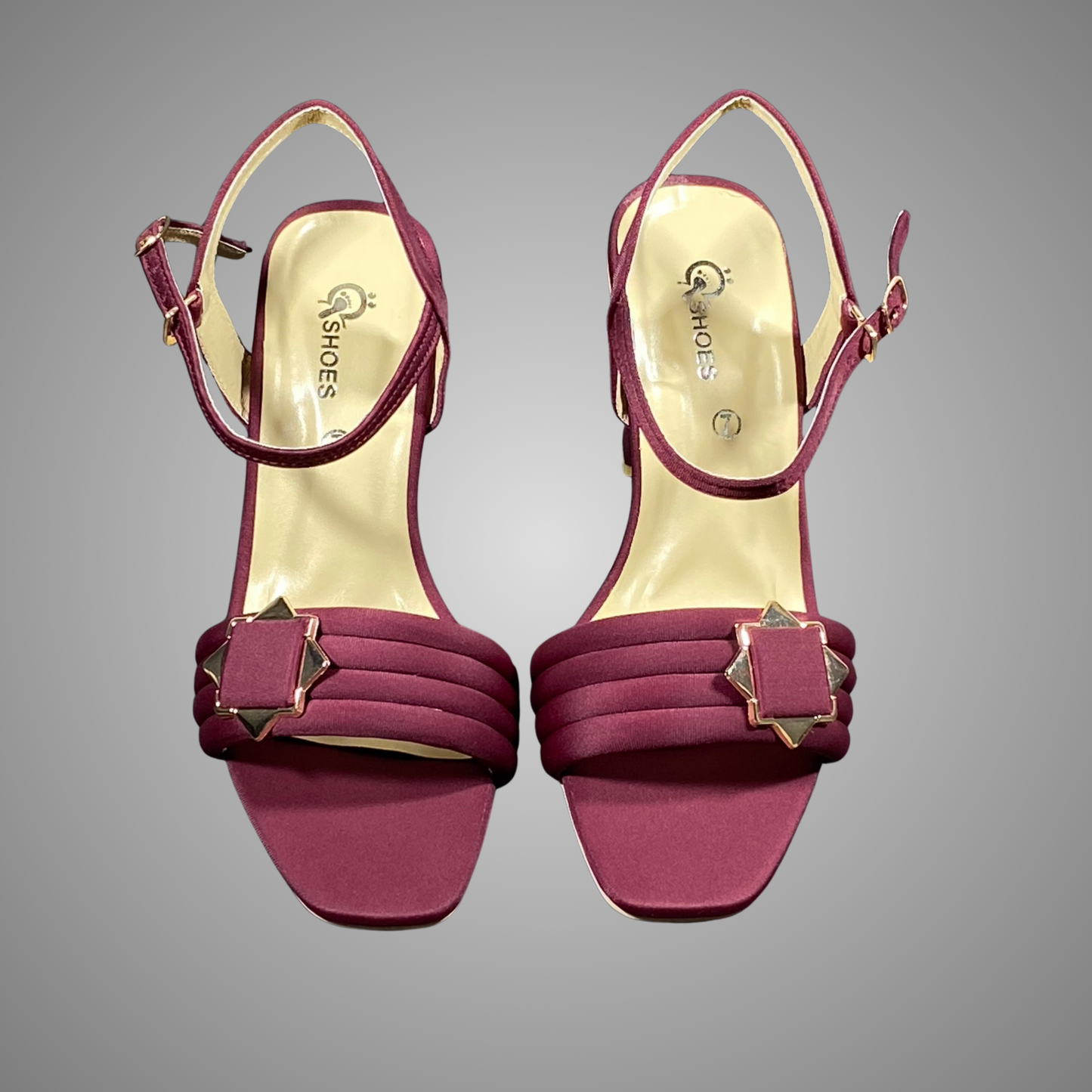 Block Heel Sandals with Buckle Strap