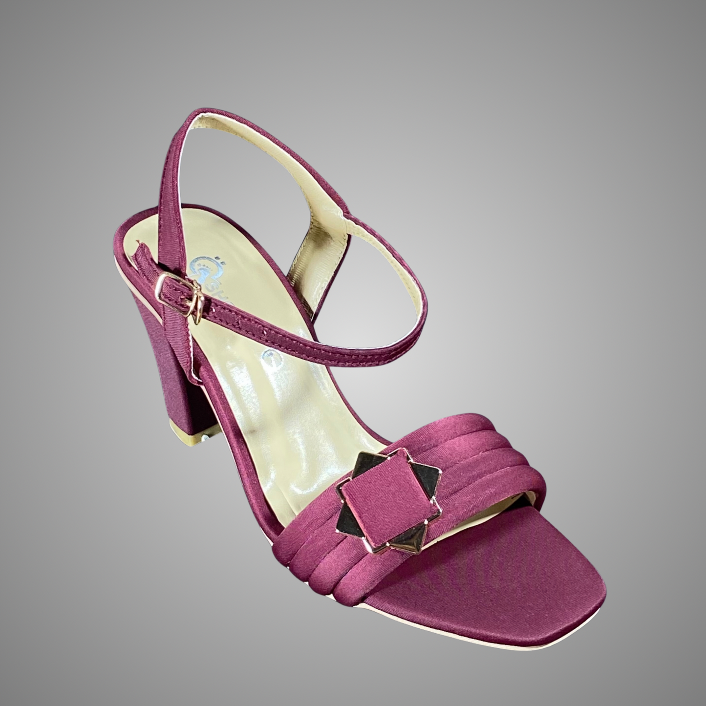 Block Heel Sandals with Buckle Strap