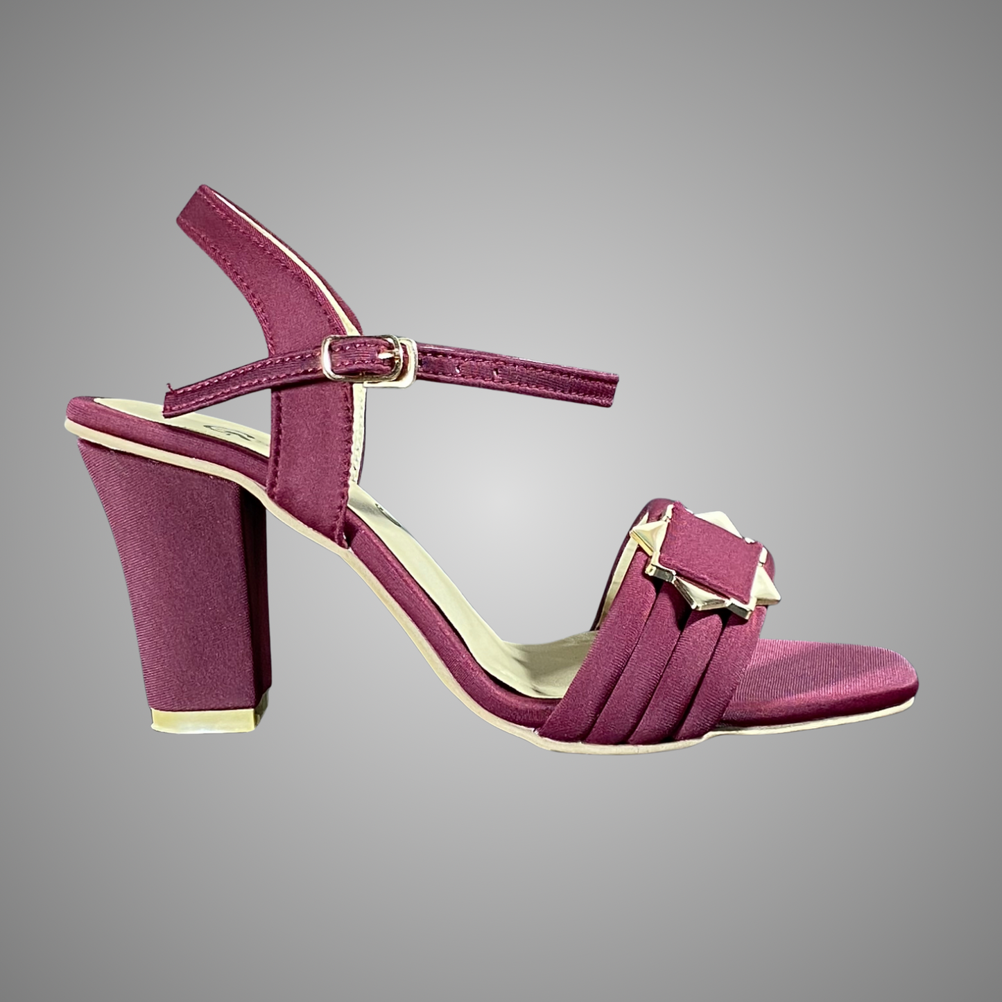 Block Heel Sandals with Buckle Strap