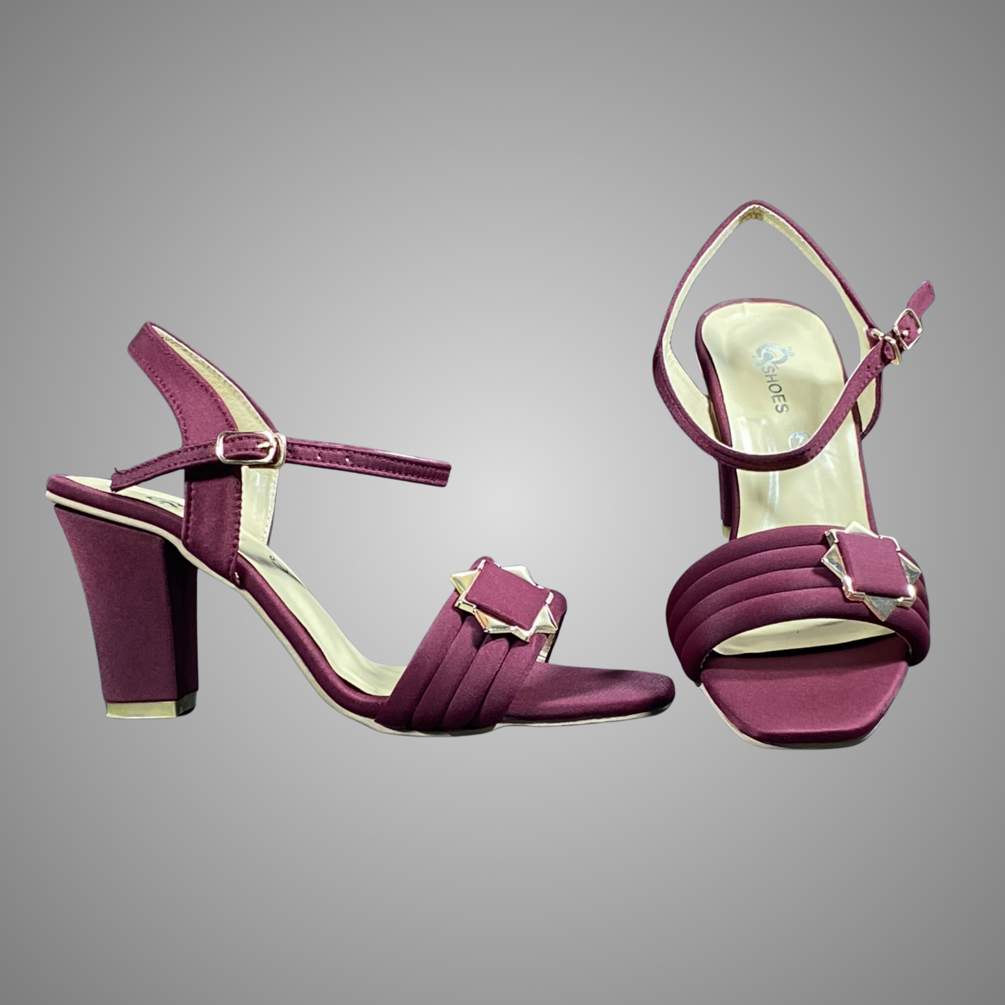 Block Heel Sandals with Buckle Strap