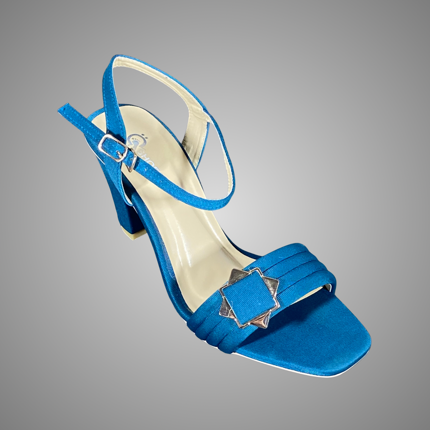 Block Heel Sandals with Buckle Strap