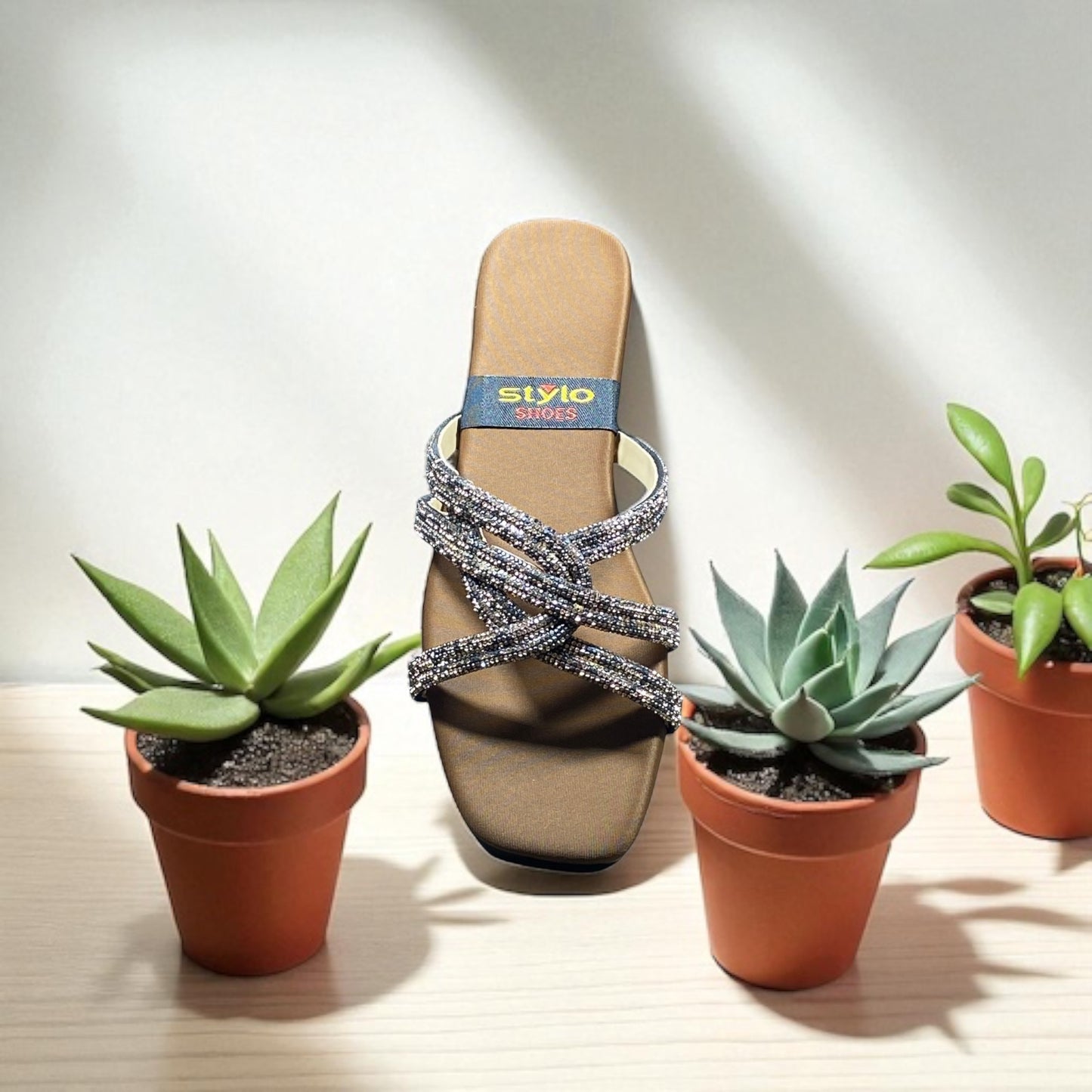 Fancy Flat Chappal with Glitter Straps