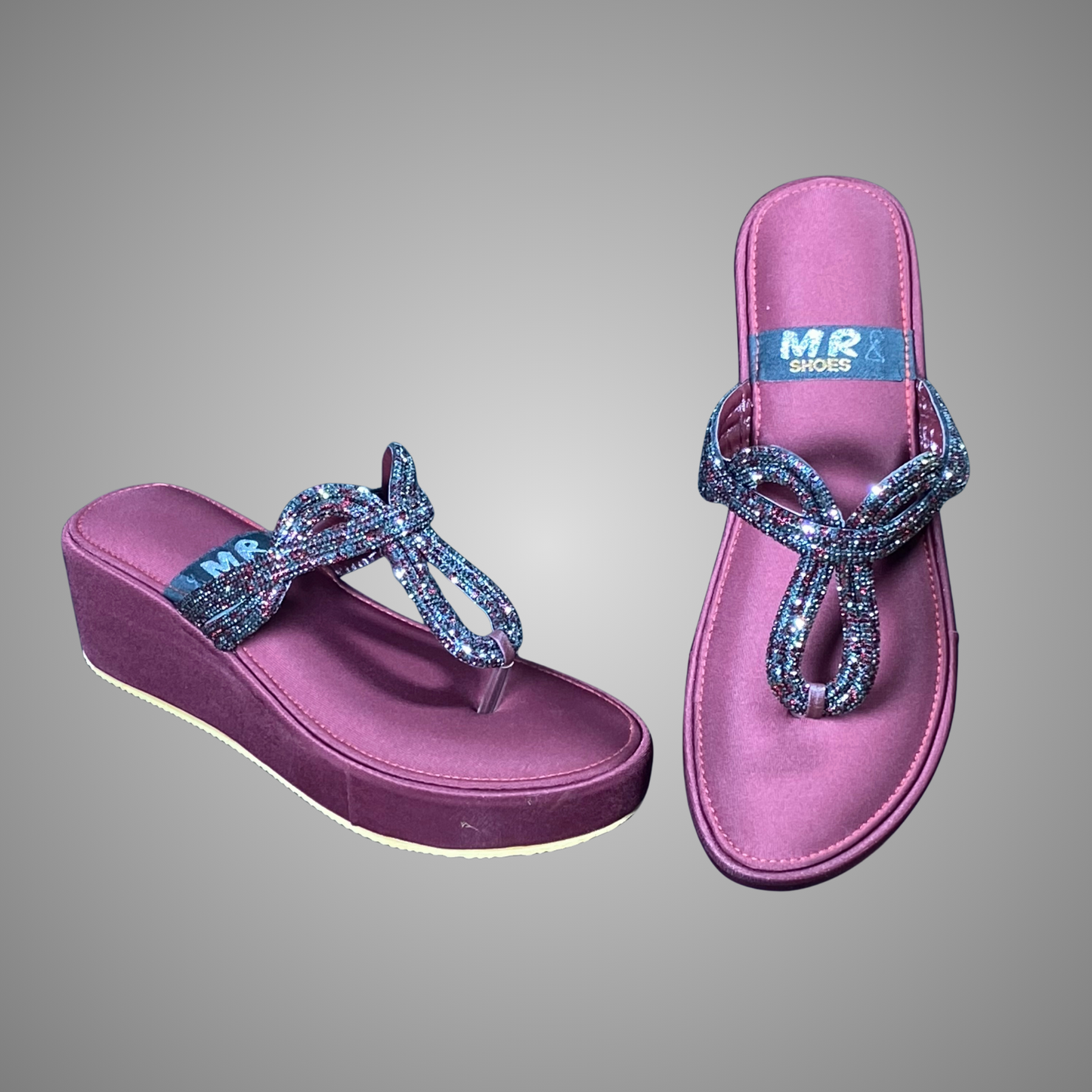 Wedge Fancy Chappal with Beaded Strap