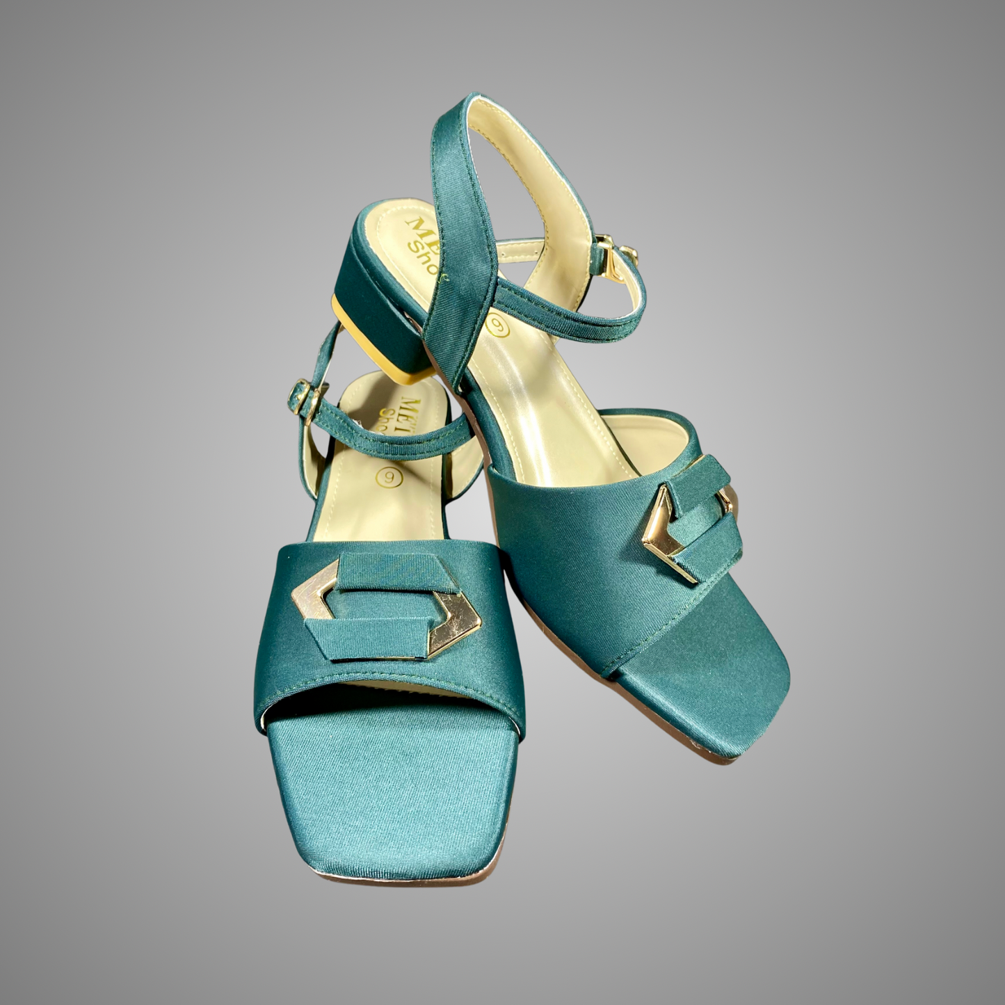 Block Heel Sandals with Buckle Strap