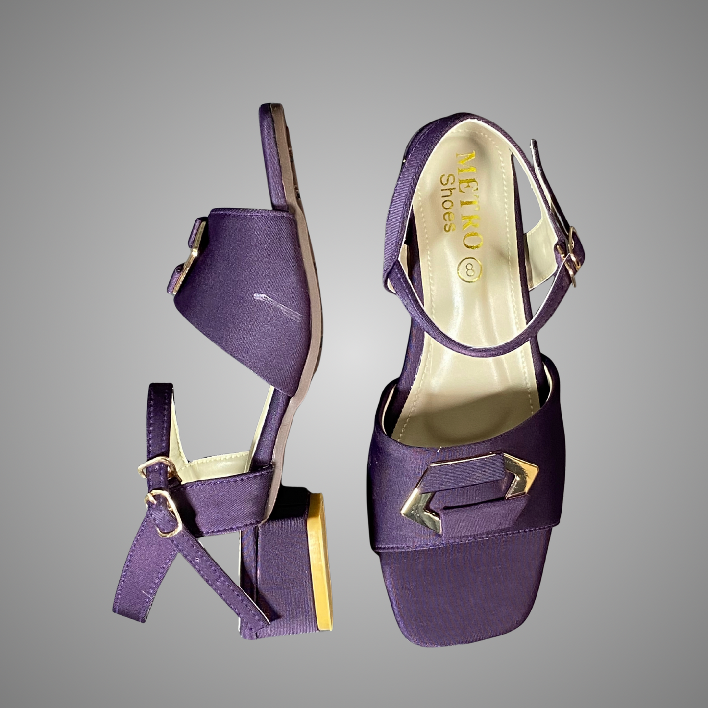 Block Heel Sandals with Buckle Strap