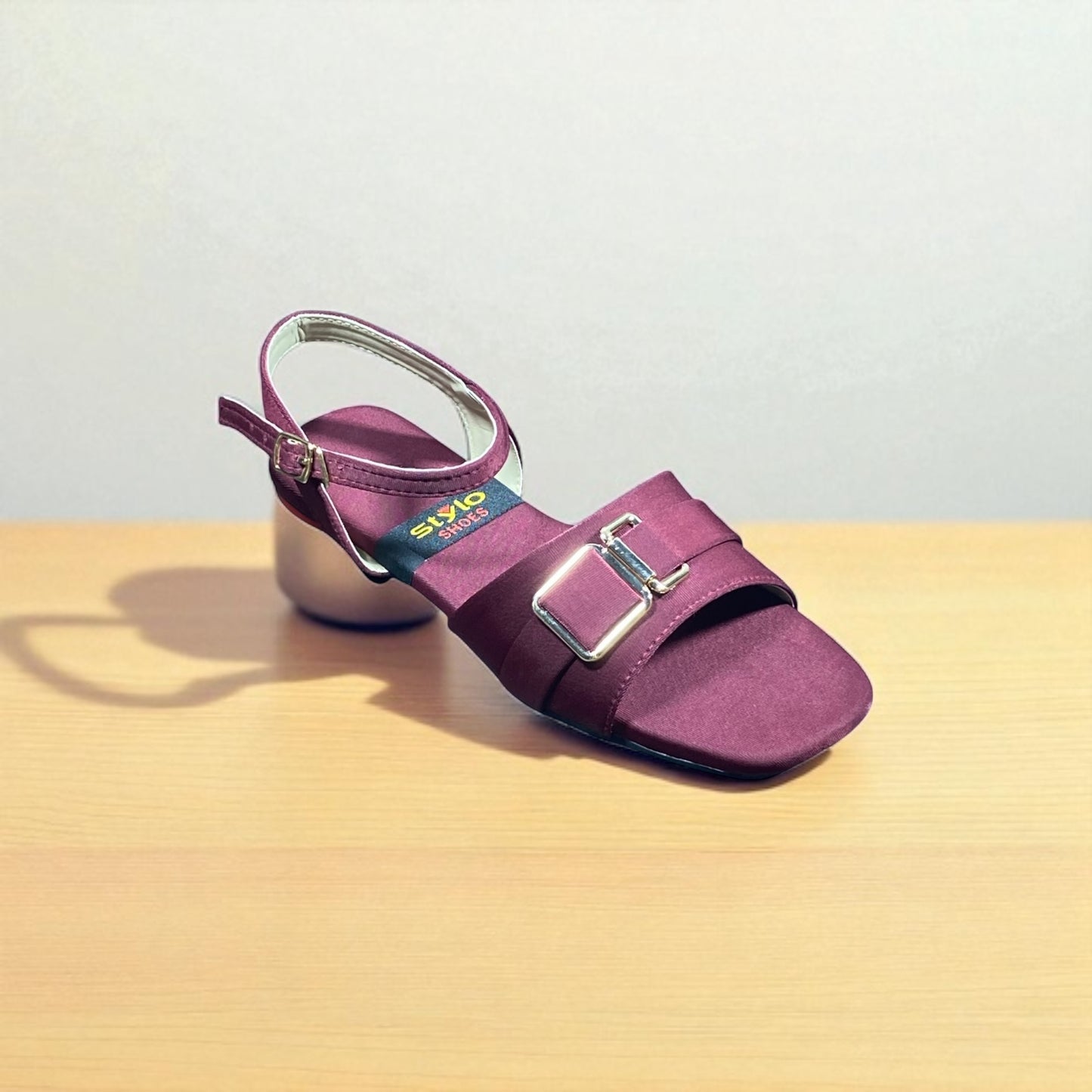 Maroon Flat Sandals with Double Buckle Strap