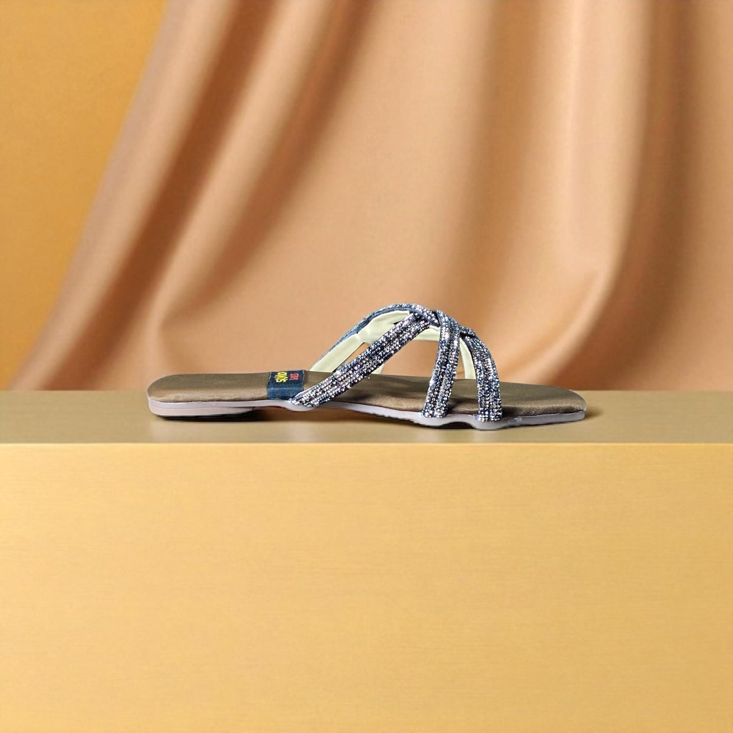 Fancy Flat Chappal with Glitter Straps