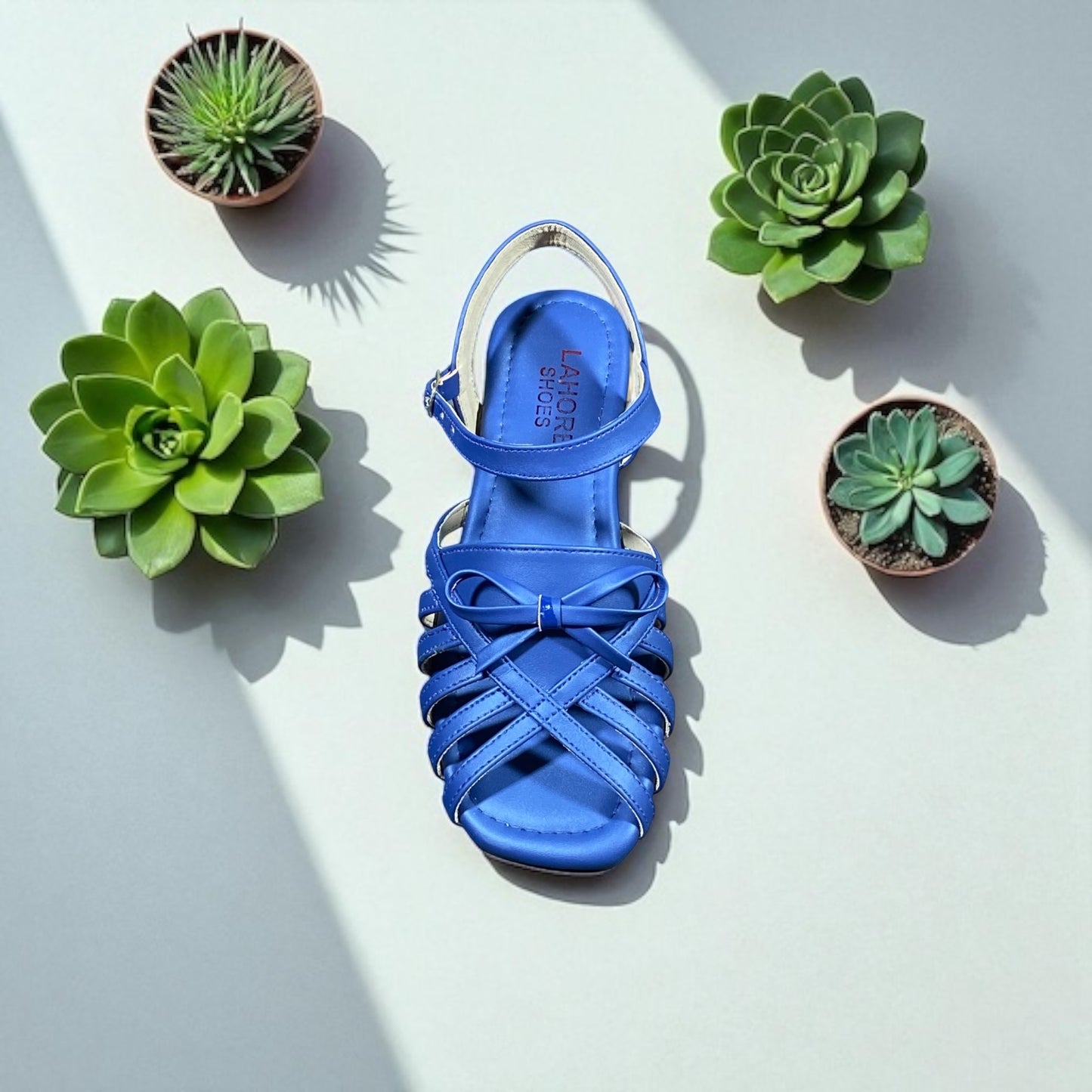 Dark Blue Buckle Strap Flat Sandals