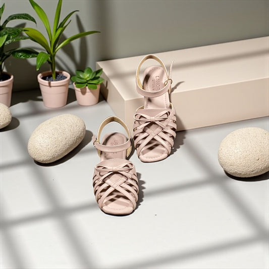 Light Pink Buckle Strap Flat Sandals