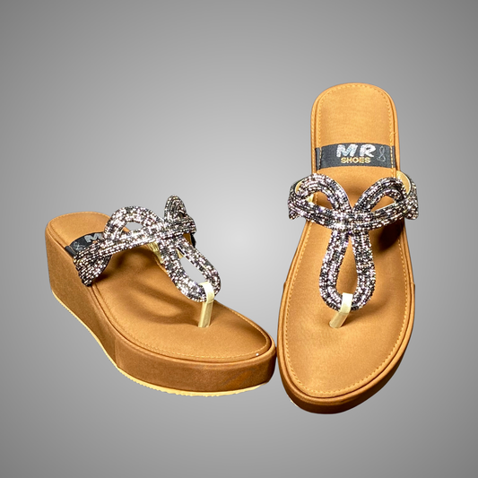 Wedge Fancy Chappal with Beaded Strap